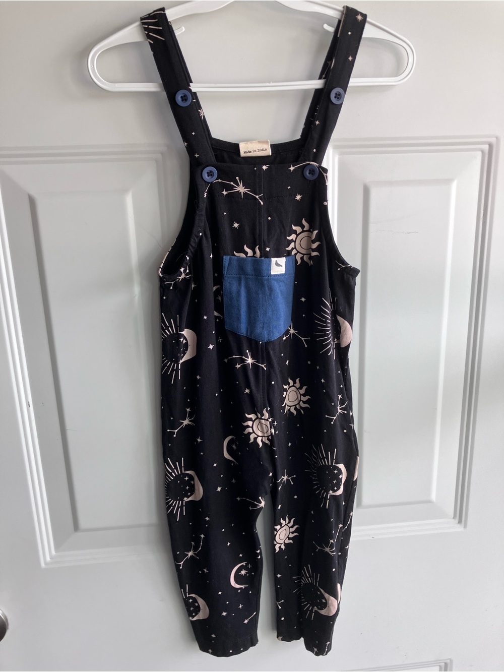 Turtledove London moon stars black romper dungarees organic cotton 2T 3T